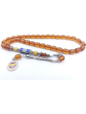 İskeçe Tesbih Gümüş Nakkaş Gümüş Püsküllü Taraftar Ateş Kehribar Sertifikalı 6682