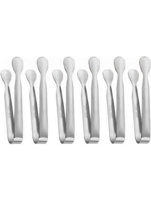 304 Çelik 6 Adet Mini Silver 11 Cm. Buz ve Şeker Maşası CIN624BY-6