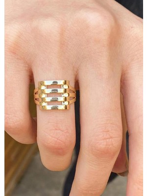 Bayar Gold 14 Ayar Altın Dörtlü Kaburga Yüzük