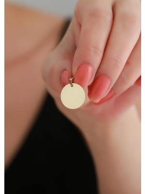 Bayar Gold 14 Ayar Altın Yuvarlak Plaka Kolye Ucu