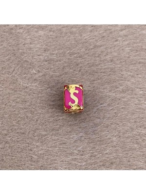 Bayar Gold 14 Ayar Altın Kafesli Pembe Boncuk Ş Harf Kolye Ucu