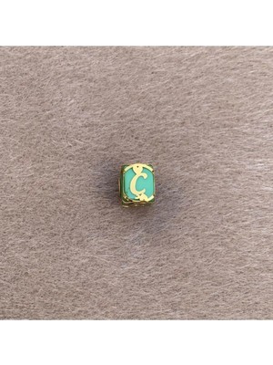 Bayar Gold 14 Ayar Altın Kafesli Yeşil Boncuk O Harf Kolye Ucu