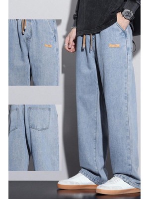 Oksit Reax Rayn Beli Lastikli Ipli Düz Paça Rahat Kesim Erkek Jean Pantolon