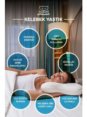 Pillowart  Güzellik Yastığı Ortopedik Kırışıkklık Önleyici ,Kelebek  Visco Yastık