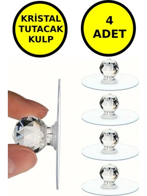 Open Home Concept 4 Adet Çok Amaçlı Yapışkan Kristal Tutacak Kulp