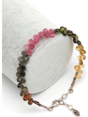 Alibaba Doğaltaş Turmalin Doğal Taş 925 Ayar Gümüş Bileklik