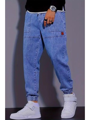 Oksit Reax Tyso Beli ve Paçası Lastikli Ipli Jogger Kesim Erkek Jean Pantolon