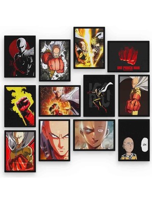 Pi Dekorasyon One Punch Man 12 Parça Mdf (Ahşap) Tablo Ofis Boyu