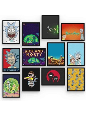 Pi Dekorasyon Rick And Morty 12 Parça Mdf (Ahşap) Tablo Ofis Boyu