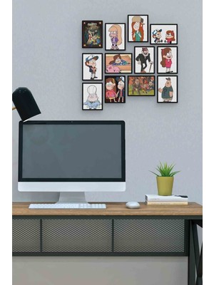 Pi Dekorasyon Esrarengiz Kasaba 12 Parça Mdf (Ahşap) Tablo Ofis Boyu