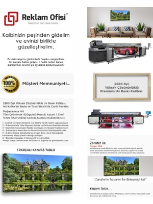 Yeşil Temalı Manzaralı Ev, Doğa Dekoratif Premium Kanvas Tablo