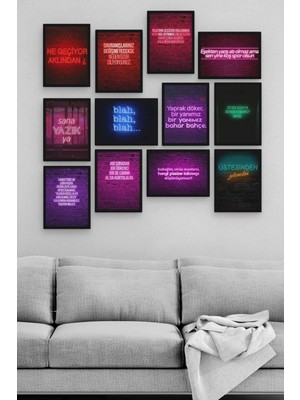 Pi Dekorasyon Neon 12 Parça Ahşap Mdf Tablo TGTB1283