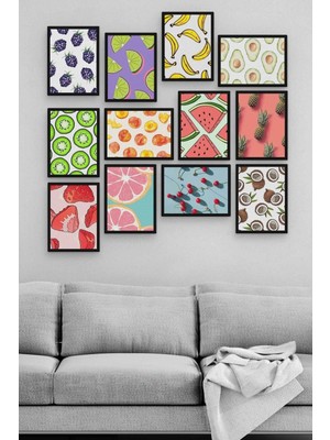 Pi Dekorasyon Meyveler 12 Parça Ahşap Mdf Tablo ZLLTB314