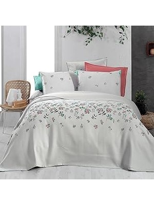 Sarev Saira Gri Çift KIŞILIK%100 Pamuk Pike Takımı