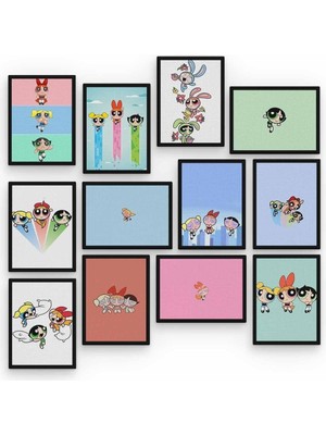 Pi Dekorasyon Powerpuff Girls 12 Parça Ahşap Mdf Tablo ZLLTB151