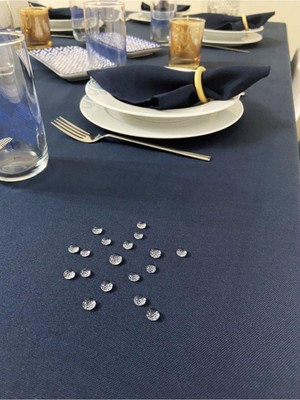 Zeren Home Sıvı Geçirmez Dertsiz Oval Masa Örtüsü Lacivert