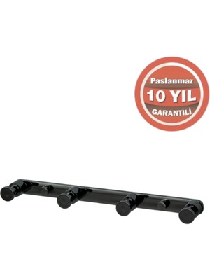 Çelik Banyo Paslanmaz Pirinç Flora 4’lü Askılık Mat Siyah