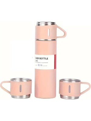 Layfhex Paslanmaz Çelik 12 Saat Sıcak Soğuk 500 ml Bardaklı Termos Pembe