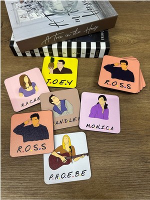 Merch&ice Friends Dizisi Bardak Altlığı Şömine Kokulu Ahşap 6’ Lı Set