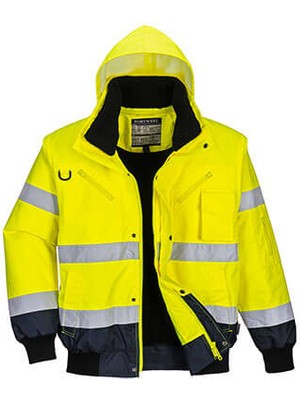 Portwest C465 - Hi-Vis 3-In1 Kontrast Bomber Mont Sarı/lacivert