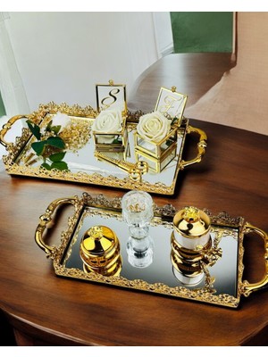 Cyz Home Eternal Gold Söz Nişan Tepsisi ve Damat Kahve Tepsisi