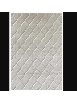 Es Dekor Tüylü Desenli Yumuşak Halı Comfort Diamond No:2 Krem 75 x 110 cm  Avantajlı Kolayca Silinebilir 1 Adet