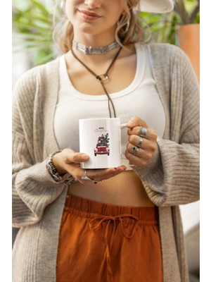 Merch&ice Merry Christmas Kırmızı Araba Yılbaşı Hediyeleri Baskılı Yılbaşı Kupası