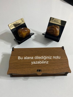 Hediyelik Özel Ahşap Kutulu Siyah-Gold Hurmalık 6`lı Set