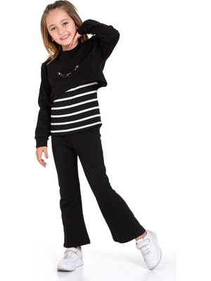 Kız Çocuk 3'lü Takım (Pantolon+Bluz+T-Shirt) 12125