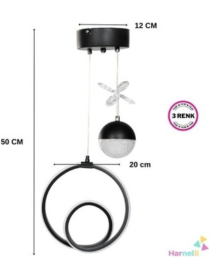 Harnelli 3 Renk Yanabilen Şeker Camlı Modern Ledli Avize