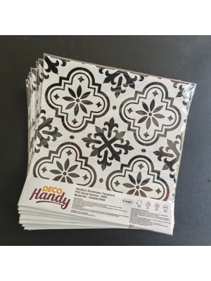 Ttt Decohandy  Pvc Duvar Karosu 30 x 30 cm  4'lü Paket - Siyah Beyaz Çini Desen  0,36M2