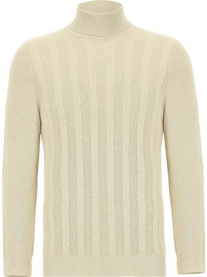 Balıkçı Yaka Regular Fit Desenli Yünlü Triko Kazak