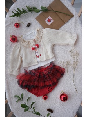 Cumino Hayvan Baskılı Ekose Etekli Hırkalı Takım