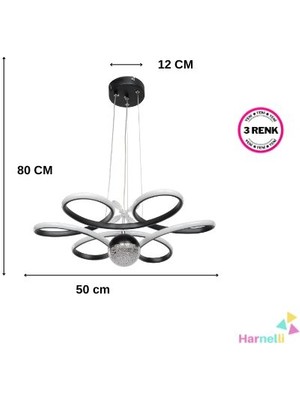 Harnelli 3 Renk Yanabilen Şeker Camlı Modern Ledli Avize