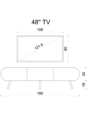 Enwood Regulus Mdf 3 Kapaklı Ahşap Ayaklı 180  cm  Country Tv Ünitesi