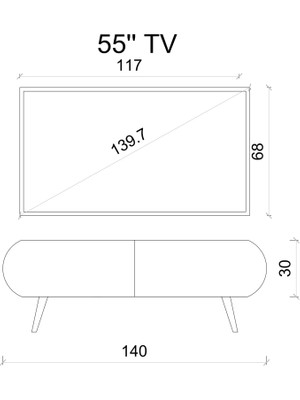 Enwood Regulus Mdf 2 Kapaklı Ahşap Ayaklı 140  cm  Country Tv Ünitesi