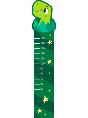 Sevimli Dino Boy Ölçme Cetveli Çocuk Odası Duvar Sticker