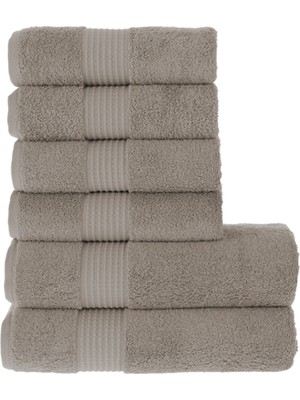 Mauro Home Maura Home  Tomurcuk %100 Pamuk 6'lı Banyo Ve El Havlu Seti | 2'li 70x140cm Ve 4'lü 50x100cm | Sütlü Kahve
