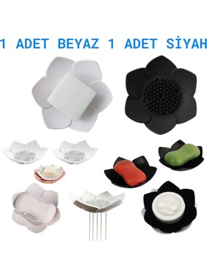 Meyre 2 Adet Meyre Lotus Modeli Sabunluk ve Sünger Tutacağı Silikon