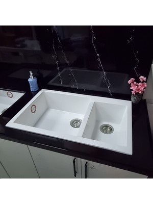 Granite Rising Eviye Beyaz Renk 81x50 Cm Özel Gözlü Mutfak Eviyesi