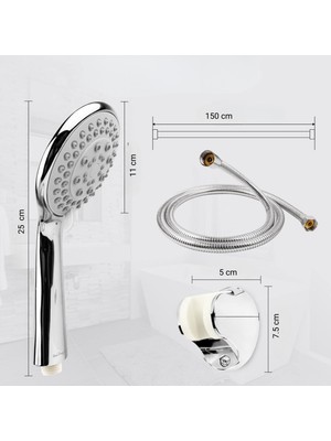 Desiphon 5 Fonksiyonllu Lüx Duş Seti Hortum Mafsal ve Başlık Set Full Takım