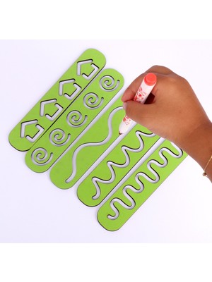 Dktt Ahşap Oyuncak Odası Montessori Çizim Seti, Ahşap Eğitici Çizgi Çalışmaları, Okul Öncesi eğitim seti