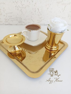 Ayz Home Sunum Tepsisi 21*21/ Lokumluk/gül Kovası/ Kadife Gül Set -(Söz, Nişan ,isteme,kahve Sunum)