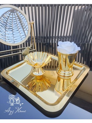 Ayz Home Sunum Tepsisi 21*21/ Lokumluk/gül Kovası/ Kadife Gül Set -(Söz, Nişan ,isteme,kahve Sunum)