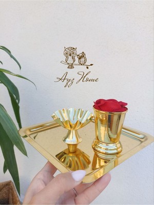 Ayz Home Sunum Tepsisi 21*21/ Lokumluk/gül Kovası/ Kadife Gül Set -(Söz, Nişan ,isteme,kahve Sunum)