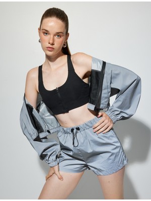 Koton Dik Yaka Paraşüt Spor Ceket Fermuarlı Lastik Detaylı Cepli