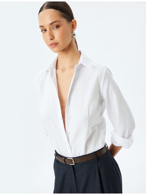 Koton Regular Fit Uzun Kollu Klasik Yaka Poplin Gömlek