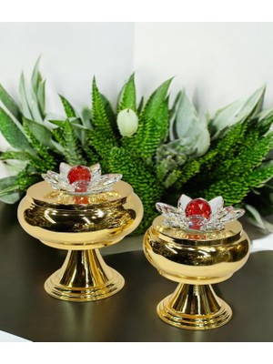 Gitti Gitti Kristal Detaylı Altın Renk Dekoratif Kase