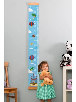 Çocuk Odası Masal Dünyası Boy Ölçme Cetveli - Asılabilir Boy Ölçer - Duvara Monte Bebek Boy Ölçer