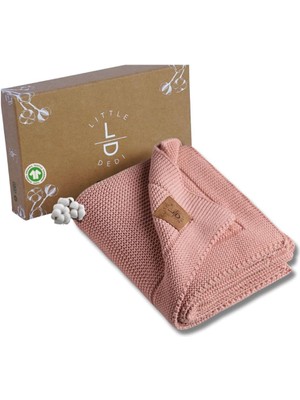 Dedi ALINA%100 Organik Pamuklu Bebek Battaniyesi Kızlar/erkek Çocuklar Için 80X100 cm - Kundak ve Bebek Battaniyesi, Yumuşak Hafif Örgü Battaniye (Pembe)